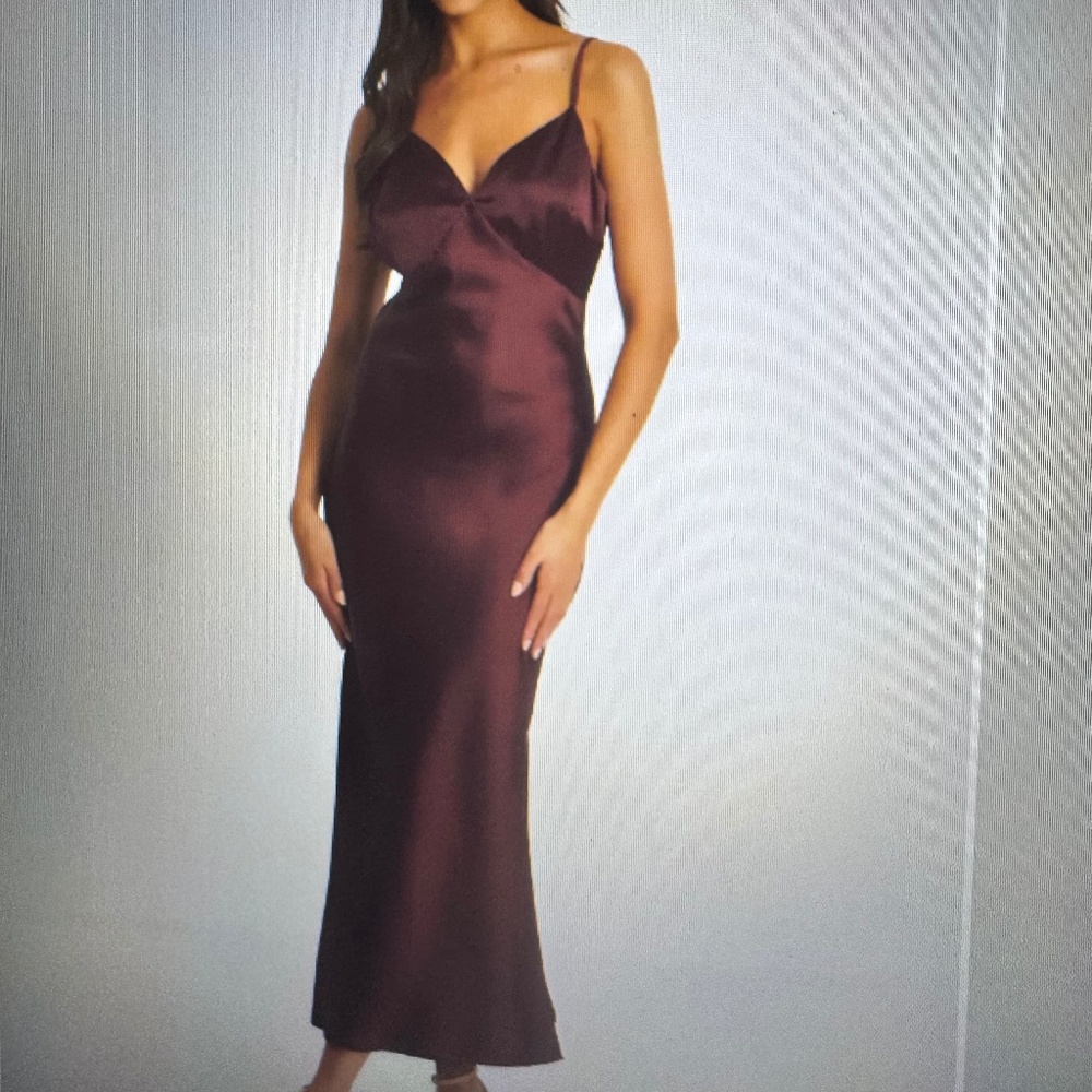 satin V-neck slip maxi dress